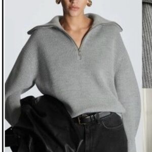 COS Light Gray Women's Cowl Neck Sweater